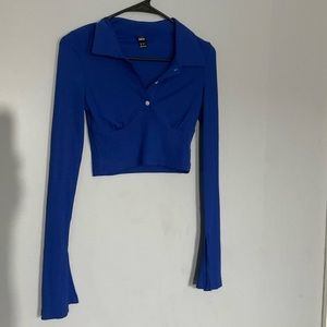 Royal blue long flare sleeve top